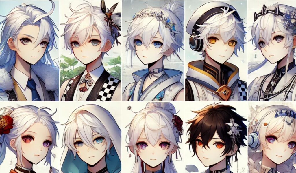 anime characters with white hair